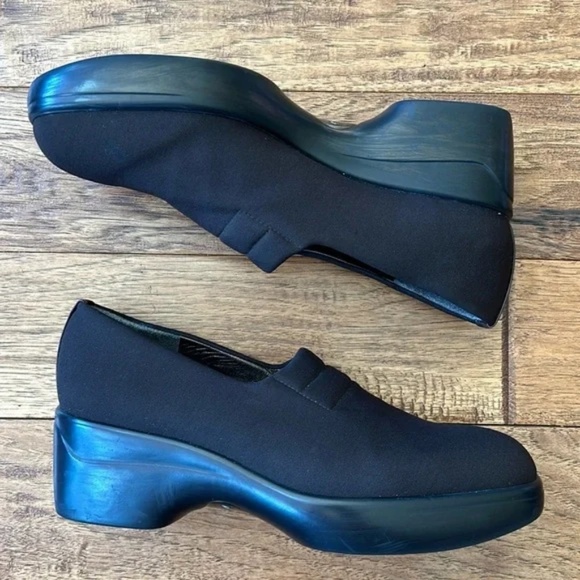 Stuart Weitzman Brown Stretch Nylon Loafers Platform Women's Size 8.5 - Picture 3 of 12